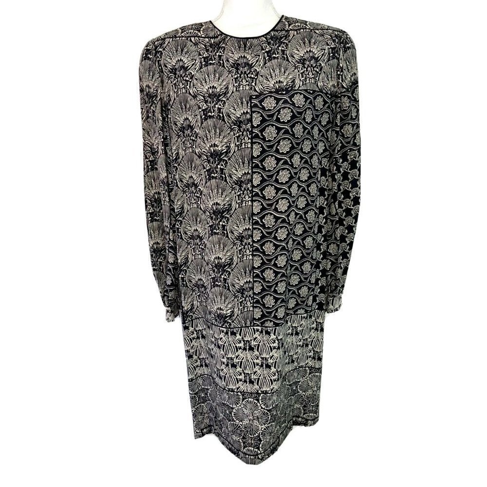 Wayne Kastning For Helga Shift Dress Size 14 Womens Vintage Long Sleeve Lined